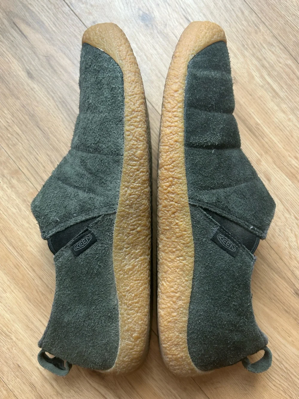 Keen Howser Harvest Suede Slip-On Mocs Shoes Gray Black Sz 13 Upcycled Leather